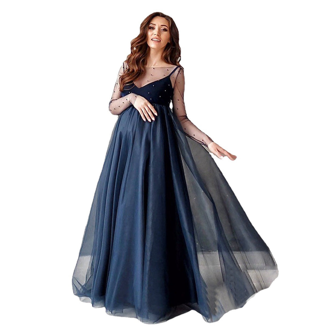 Dame Elegant Transparent Gravidkjole Stilla