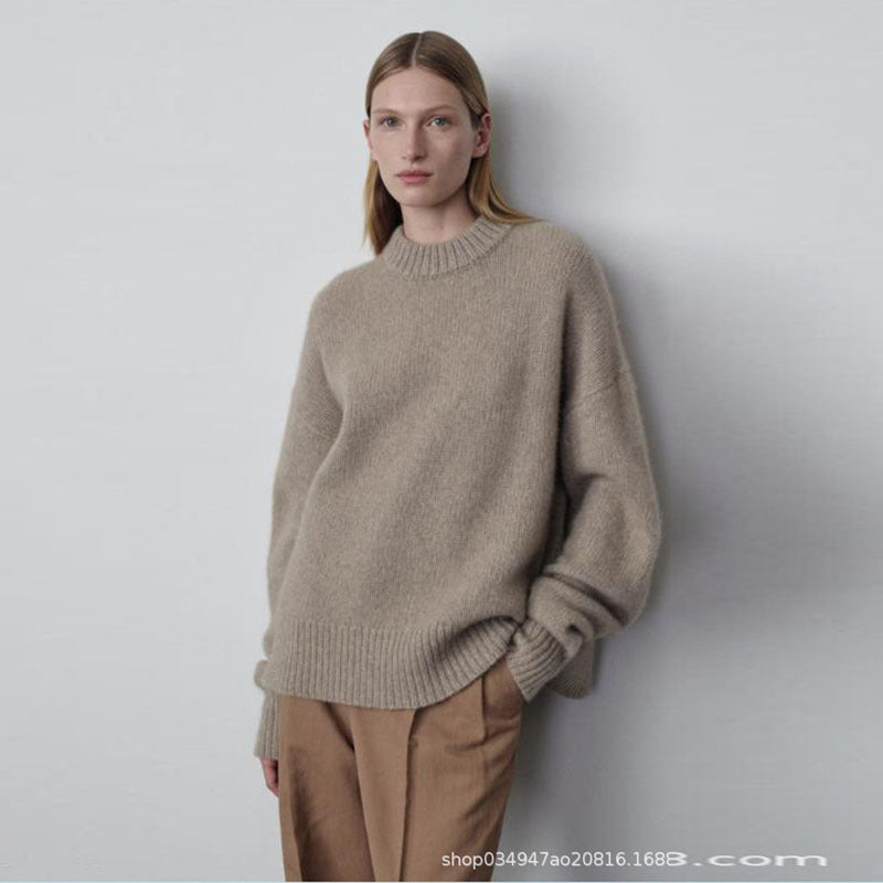 Dame mode chunky strik pullover med oversized ærmer Stilla