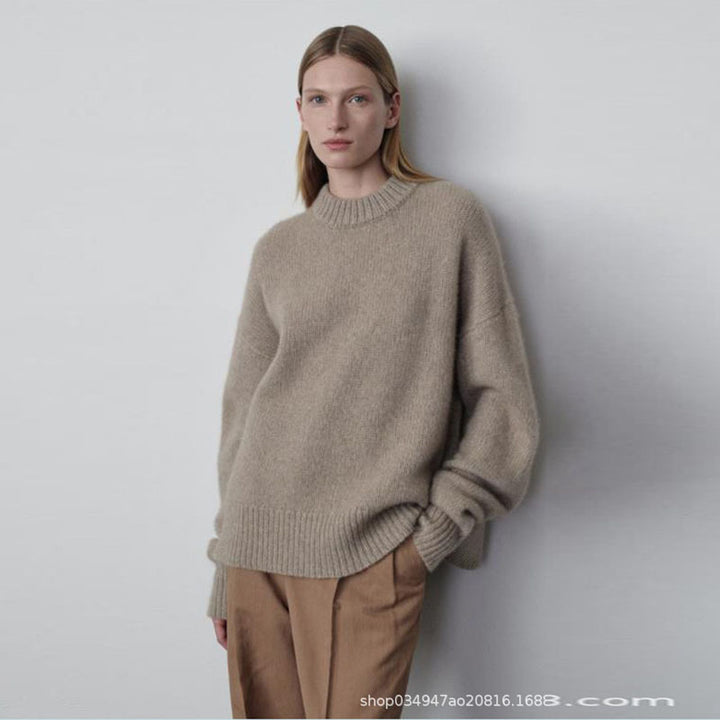 Dame mode chunky strik pullover med oversized ærmer Stilla