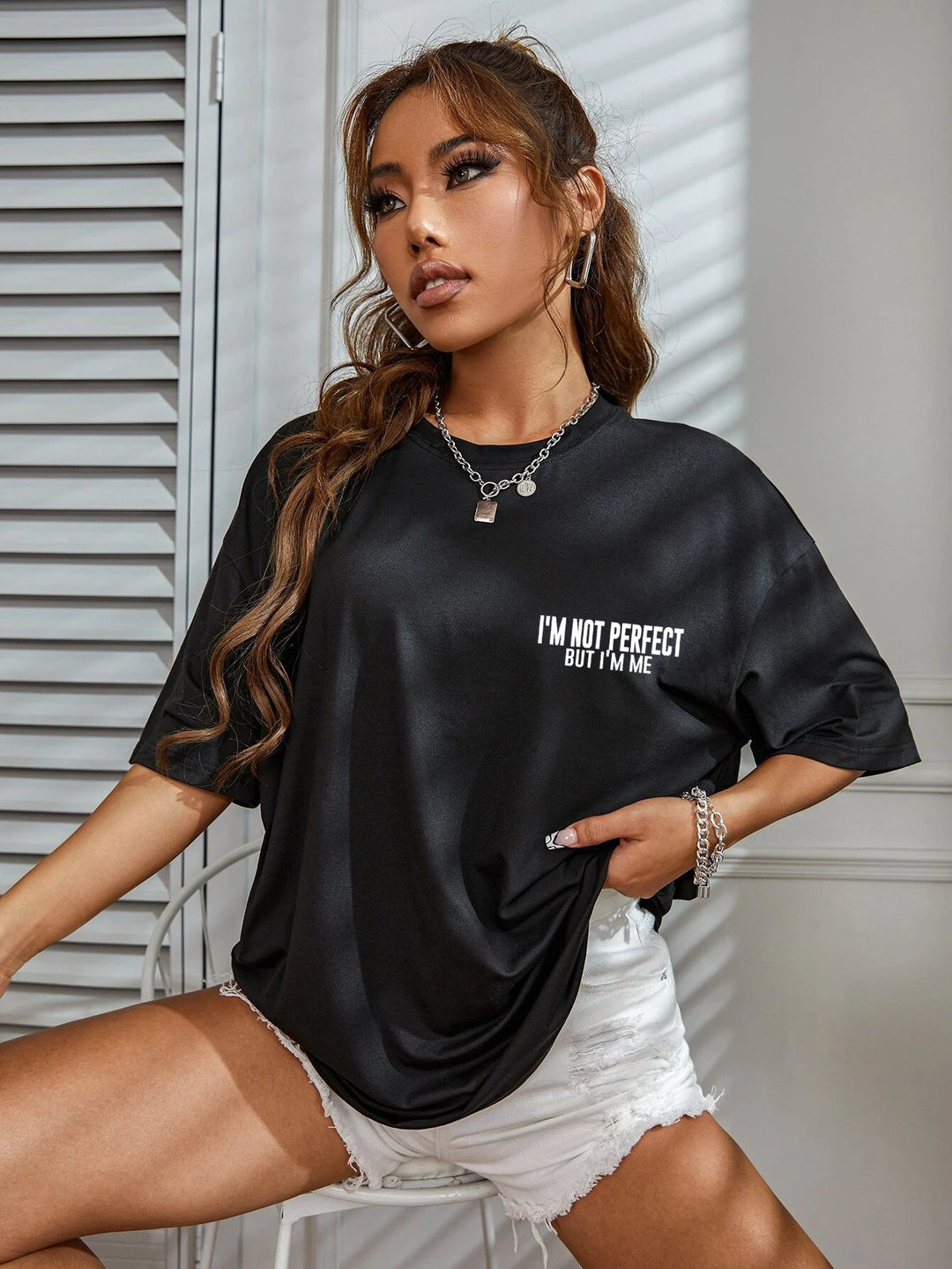 Dame afslappet statement T-shirt med oversized snit Stilla