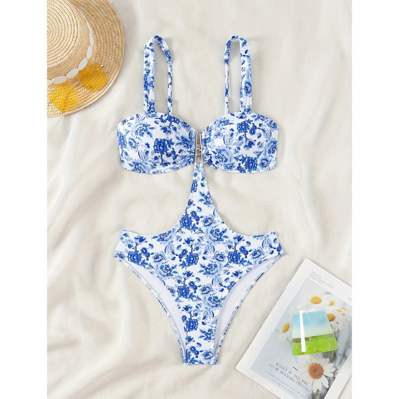 Damer Floral Mønster Højskåret Bikini-Sæt Stilla