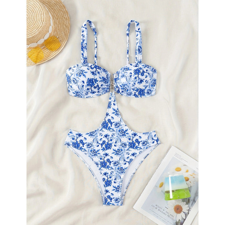 Damer Floral Mønster Højskåret Bikini-Sæt Stilla