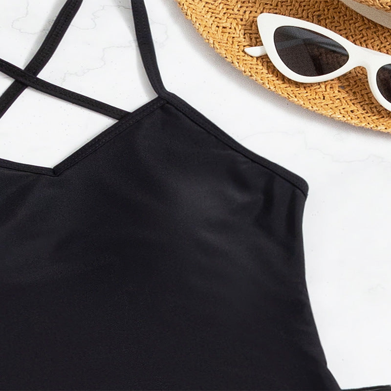 Dame one-piece badedragt med elegant indpakning nederdel Skovae
