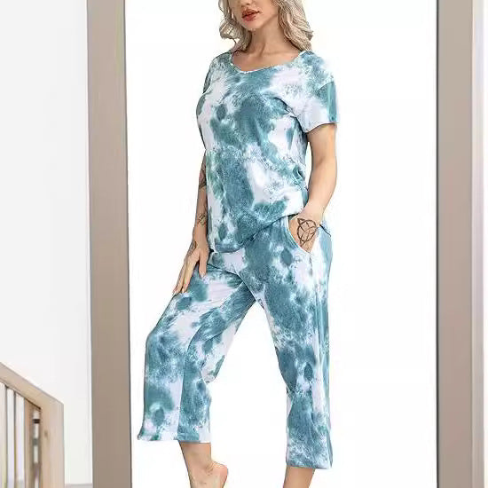 Dame Lækkert Fritids-Loungewear Sæt med modigt Batikmønster Stilla