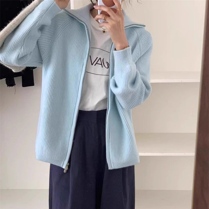 Kvinder cardigan med fastgjort lynlås og oversized snit Stilla