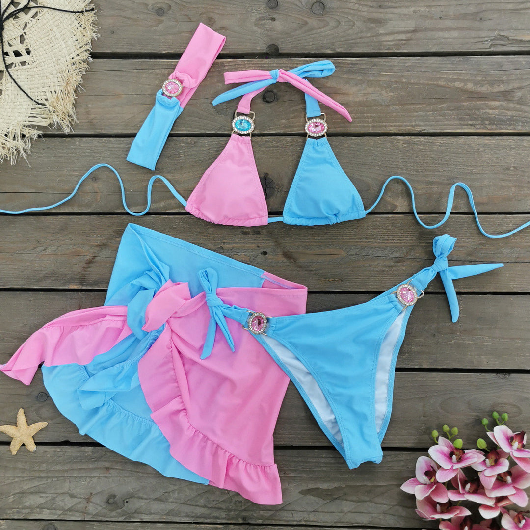 Dame Bikini-sæt med romantisk flæse-design og dekorative smykkedetaljer Stilla