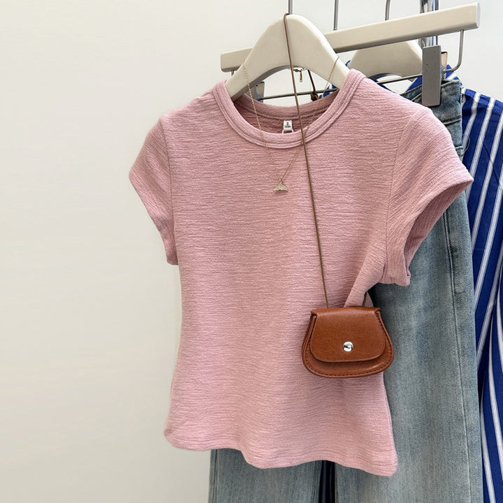Dame Soft Cotton Kortærmet T-shirt med subtil tekstur Stilla