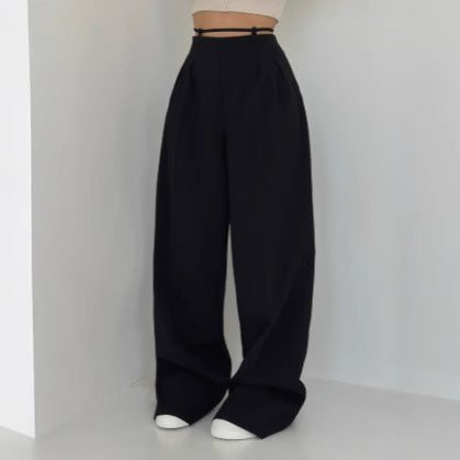 Dame elegante cropped-bukser med folder og aftageligt bælte Stiila