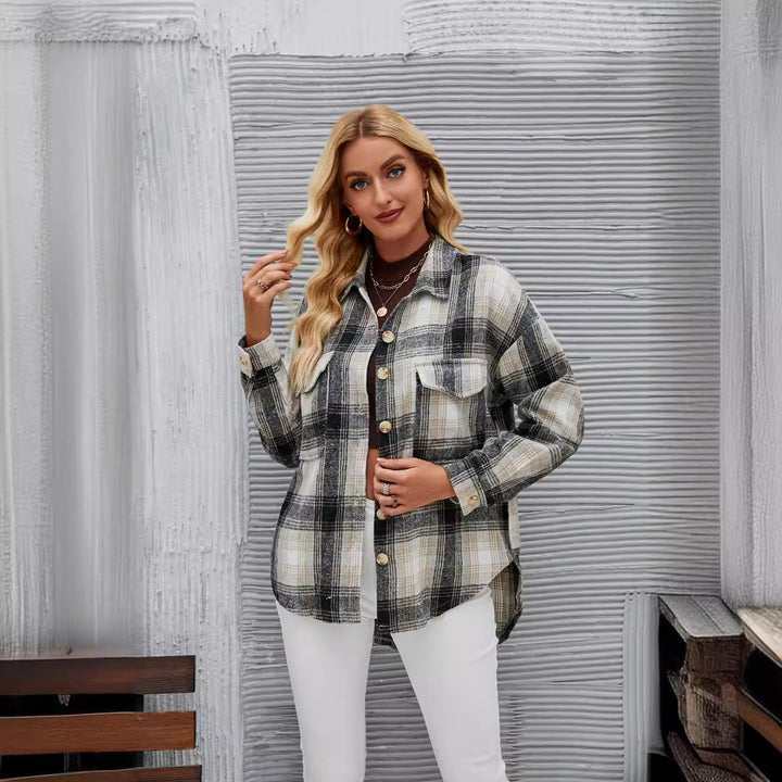 Damer Ruted Overshirt-Jakke i blødt Flannel Stilla