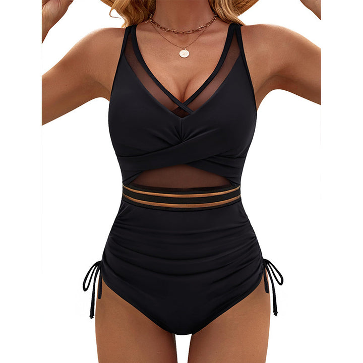 Dame Sporty One-Piece med Mesh-detaljer og moderne rynkning Stilla