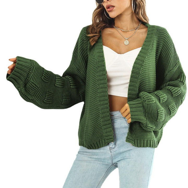 Kvinders chunky strik cardigan med voluminøse ærmer og åben front Stilla