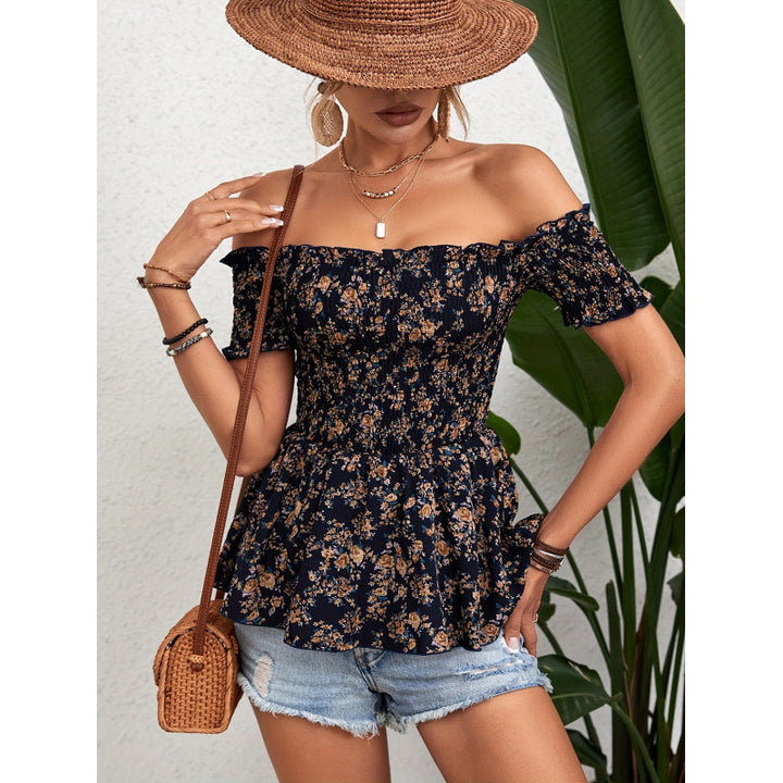 Dame blomstertrøje med peplum-design Skovae