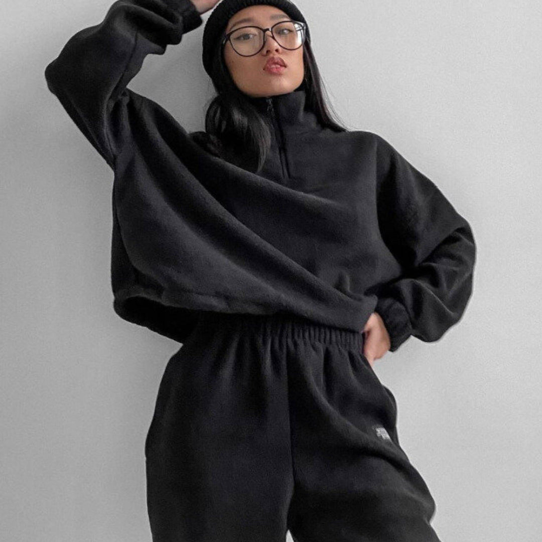 Stilla | Casual Loose Zip Stand Collar Sweatshirt Sæt