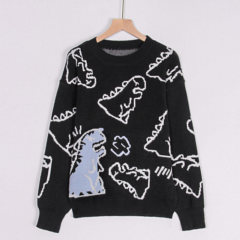 Dame sweater med dinosaur motiv og afslappet pasform Stilla