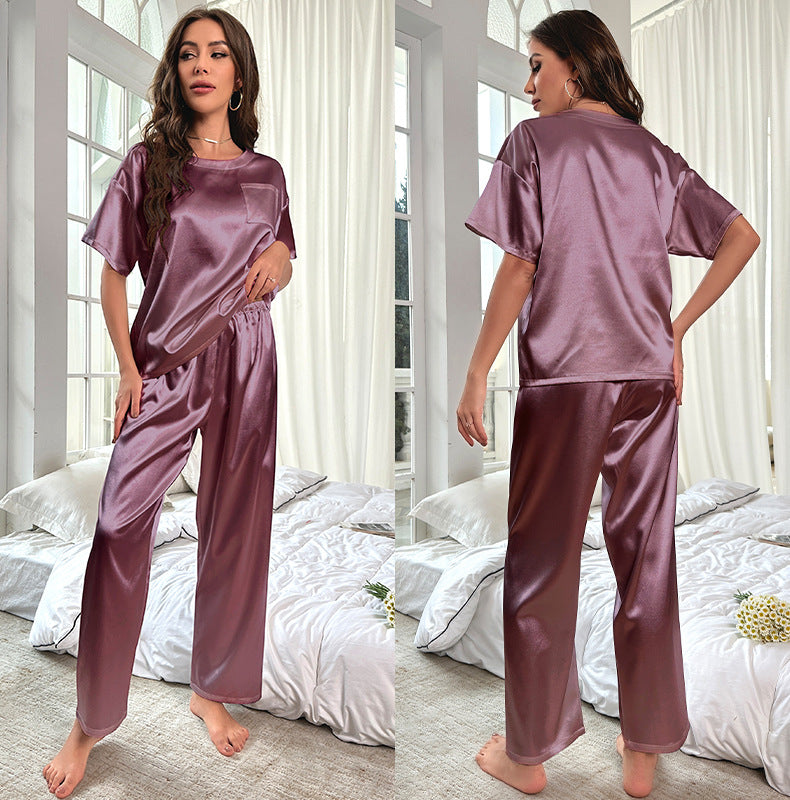 Dame Satin Pyjama-sæt med afslappet pasform og komfortable detaljer Stilla