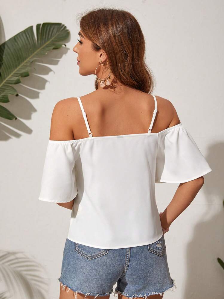 Dame Off-Shoulder Bluse med Sløjfe-Detalje Stilla