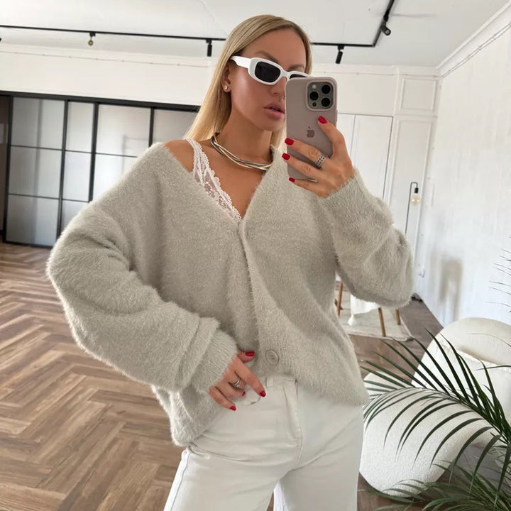 Femme Luksuriøs Blød Strik Lagdelt Cardigan Stilla