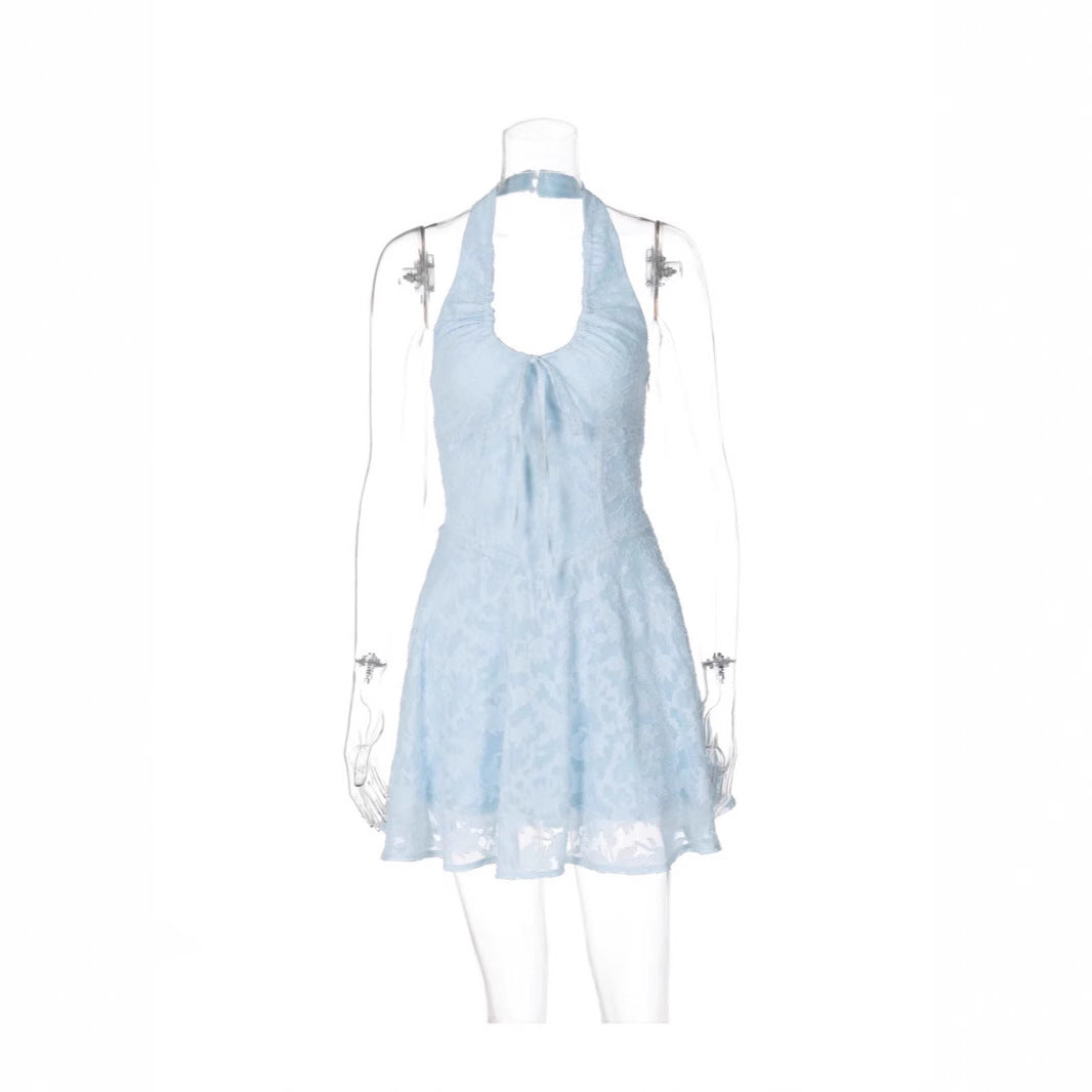 Dame Halterneck-Minikjole lavet af fin blonde Skovae