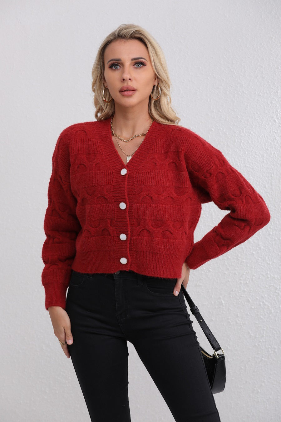Kvinders cardigan med fashionable jacquardmønster Stilla