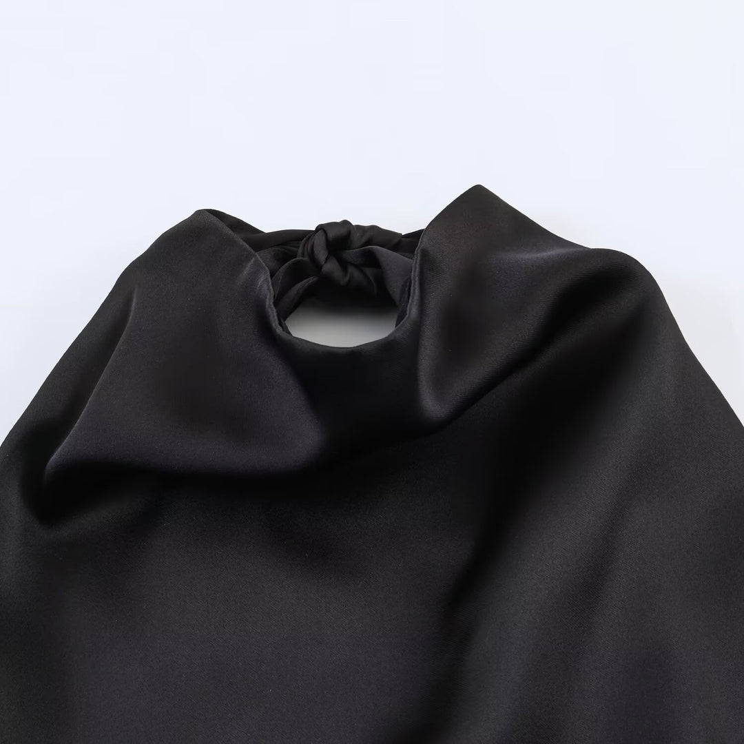 Dame asymmetrisk satin kjole Skovae
