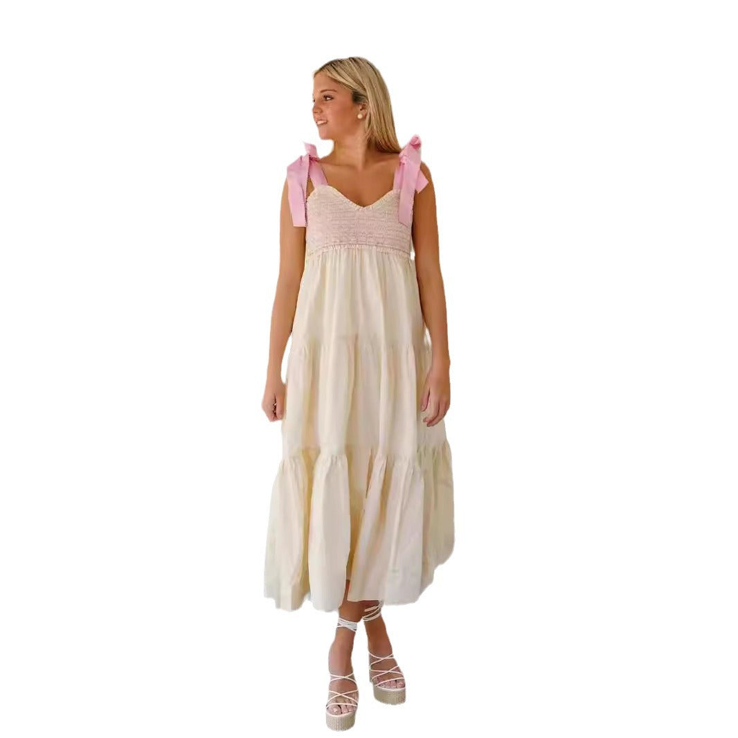Dame Tiered Maxi Kjole med rynket Overdel Stilla