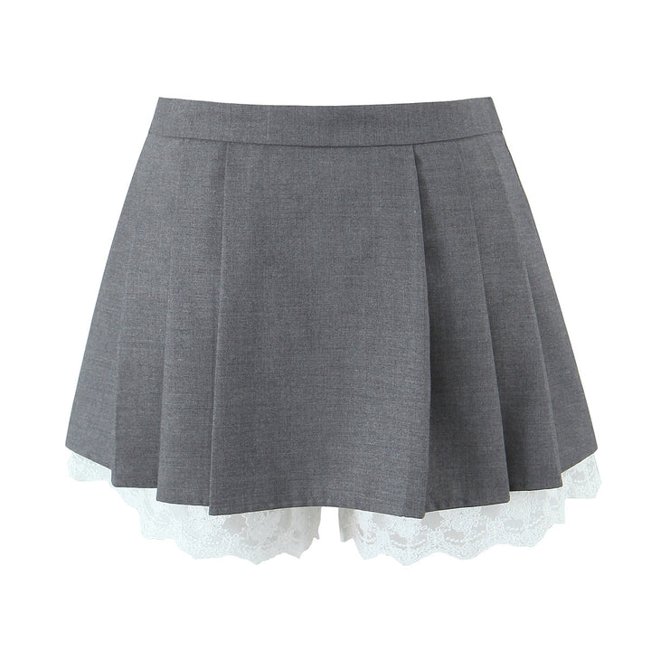 Dame plissee-nederdel med elegante spidsaksepter og asymmetrisk kant Stilla