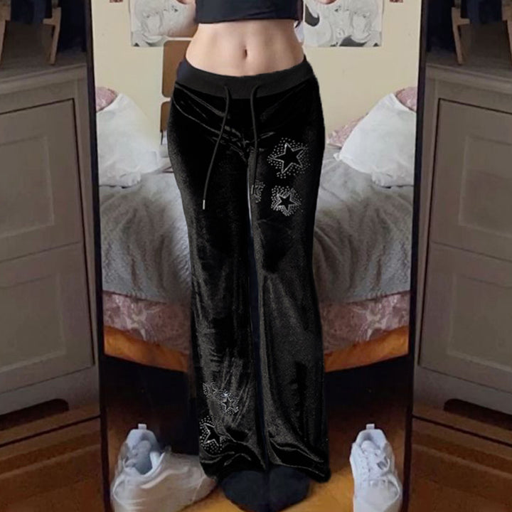 Dame Flare Joggingbukser med glitrende stjerneapplikationer Skovae