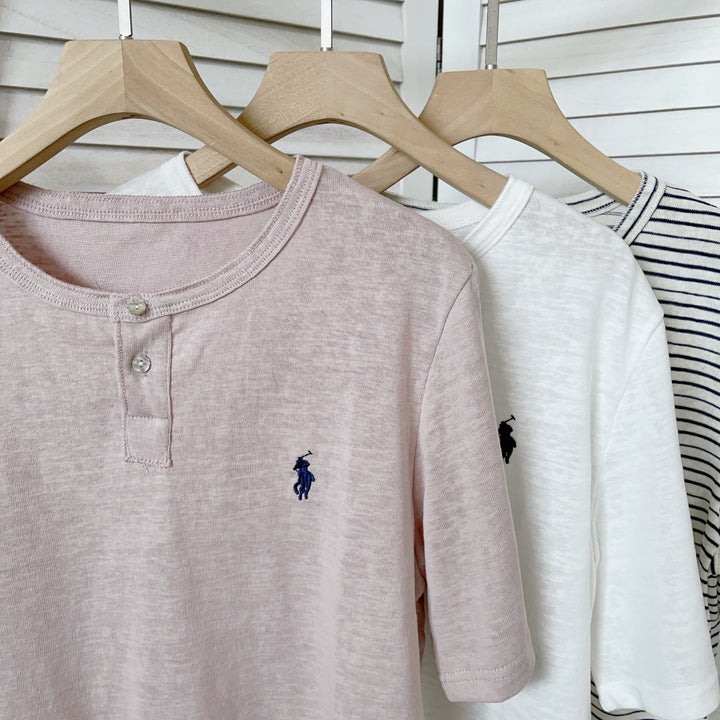 Herrer Fritid Button-Up Henley Skjorte Stilla