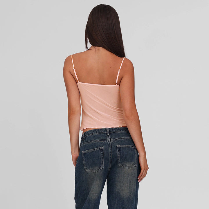 Dame spids camisole med dekorative bånd detaljer Skovae