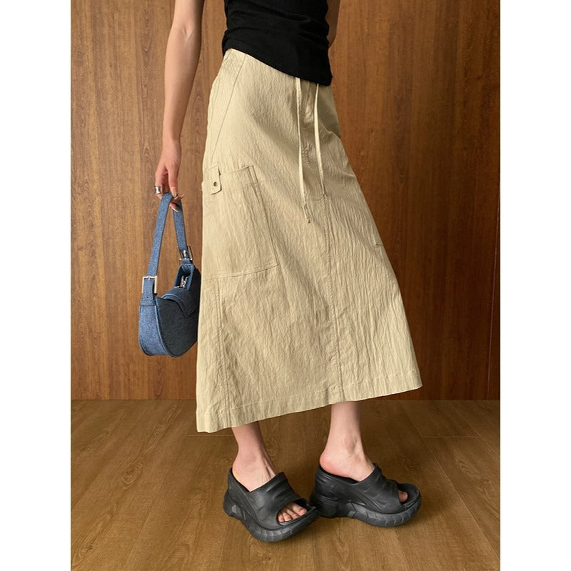 Damer Elegant Maxi Nederdel med Praktiske Lommer Stilla