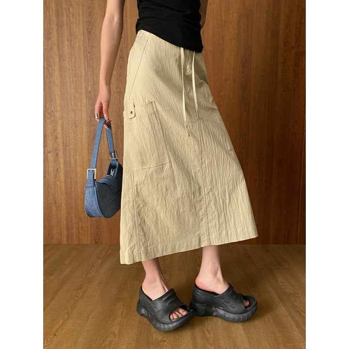 Damer Elegant Maxi Nederdel med Praktiske Lommer Stilla