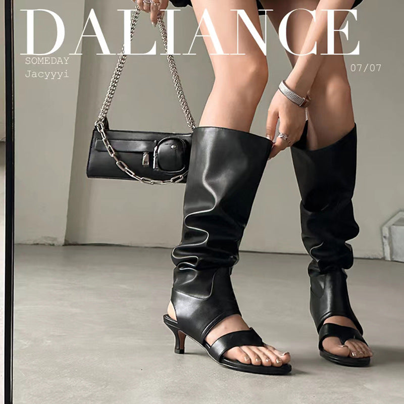 Femme Slouchy Open-Toe Højhælede Støvler Stilla