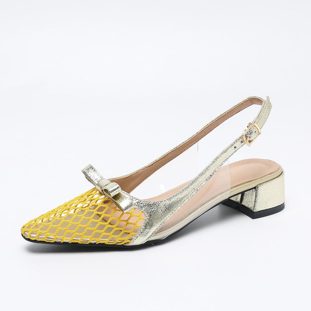 Dame Slingback Pumps med raffineret netdesign og metallic-accents Stilla