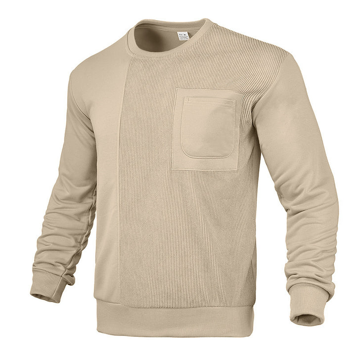 Herren med struktureret rundhalset sweatshirt med brystlomme og asymmetrisk ribpanel Skovae