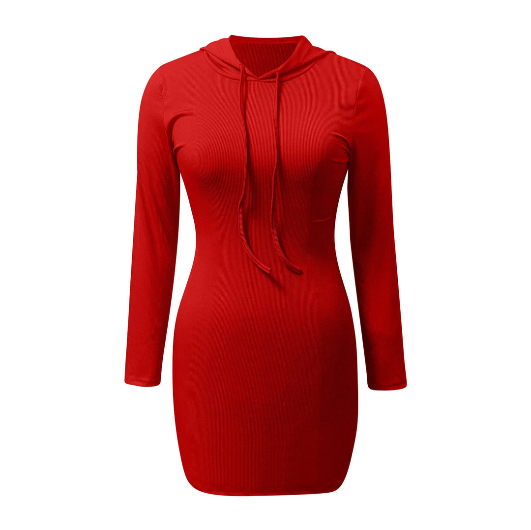 Stilla | Langærmet Bodycon Kjole Med Snor Og Hætte