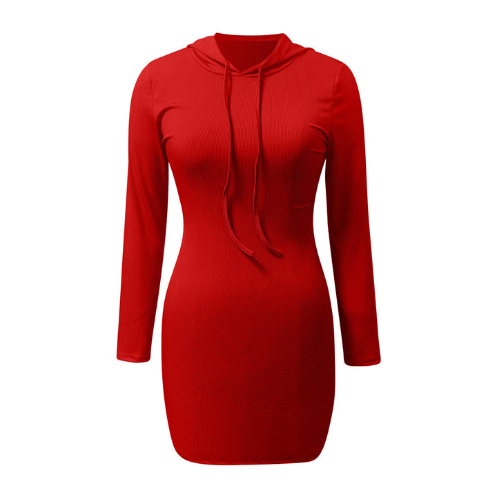 Stilla | Langærmet Bodycon Kjole Med Snor Og Hætte