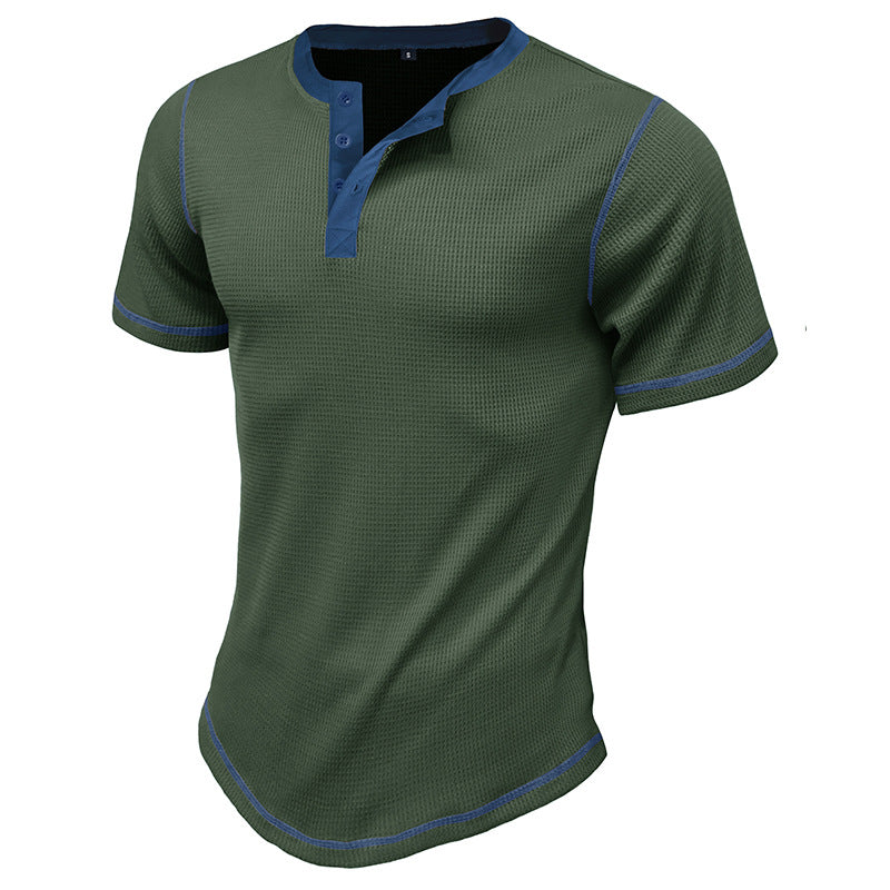 Herre kortærmet Henley-shirt med kontrasterende designelementer Stilla