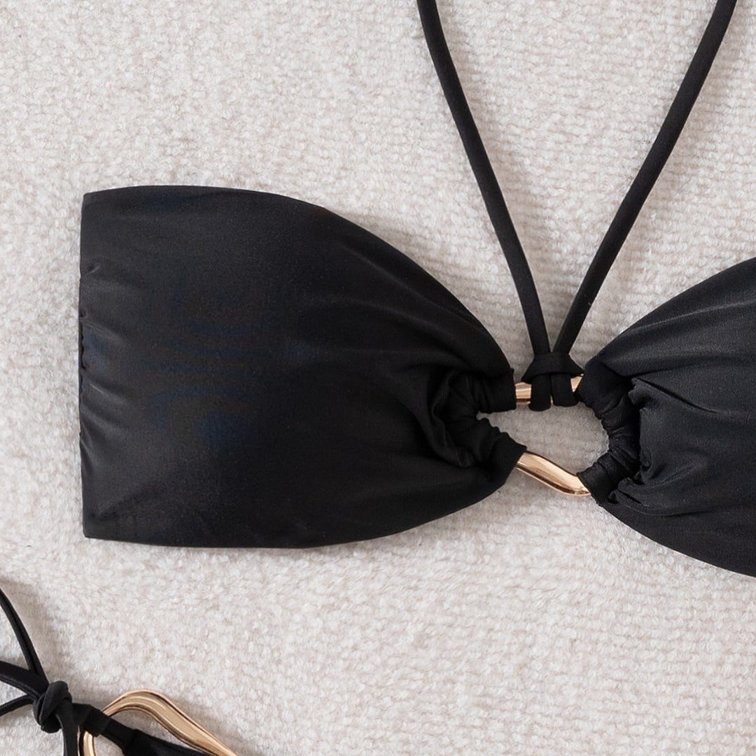 Dame Bandeau-Bikini med guldtilbehør Skovae