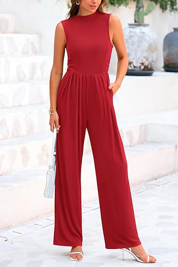 Dame elegant jumpsuit med bred ben og taljeret silhuet Skovae