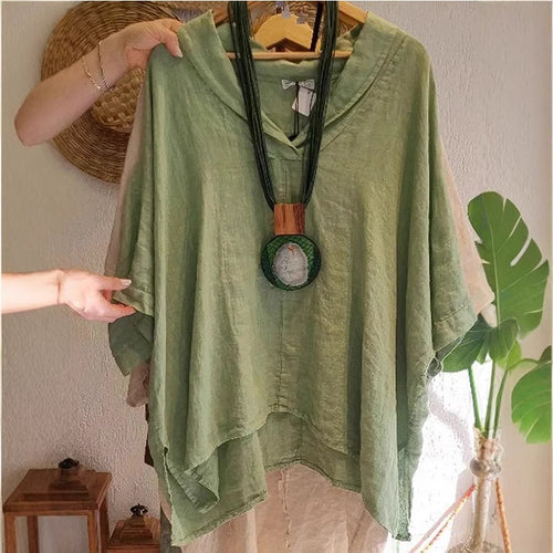 Dame afslappet oversized bluse med hætte og løs pasform Stilla