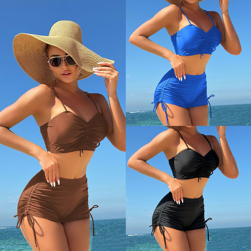 Dame Crop-Top Bikini Sæt med justerbare Rüschen Stilla