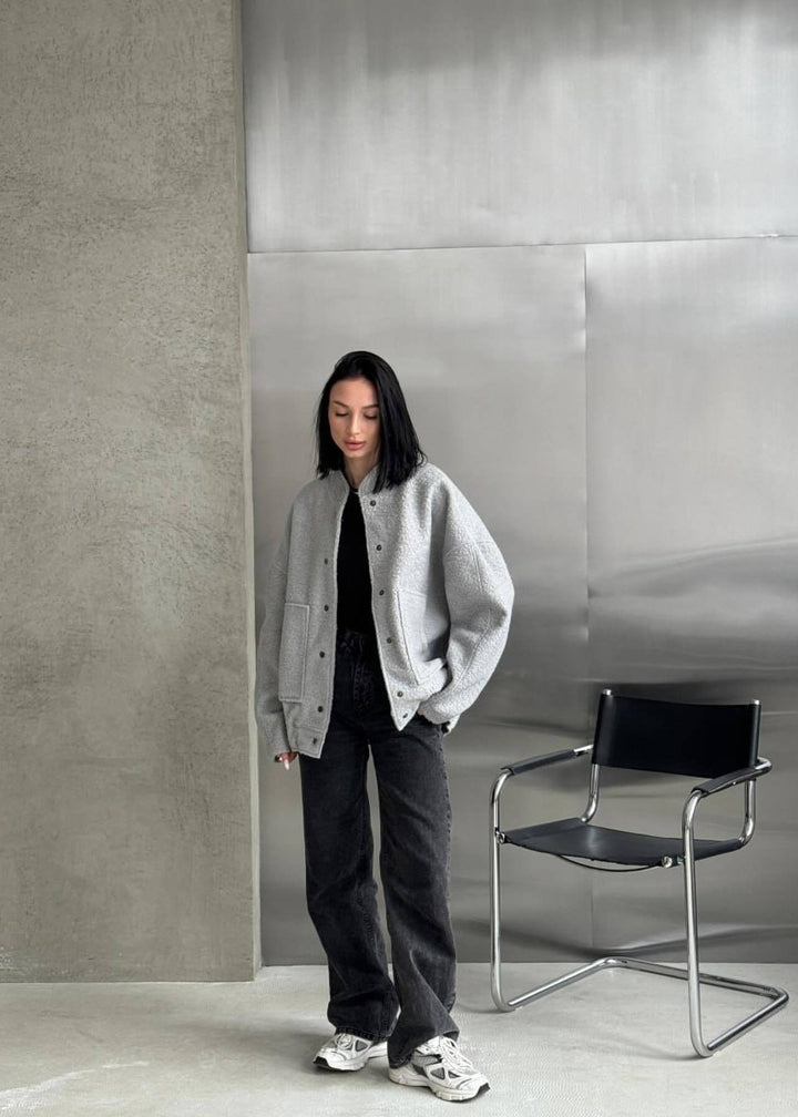 Stilla | Oversized Fleece Trykknapjakke