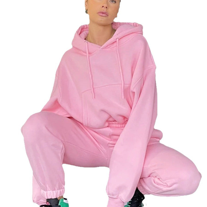 Kvinders komfortable cropped hoodie og jogger sæt Skovae
