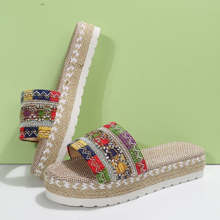 Dame Espadrilles med moderigtige tekstil-overdel og komfortabel sål Stilla