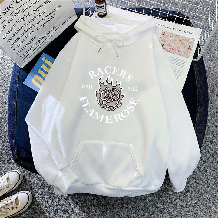 Kvinders hættebluse med kreativ Flame Rose design Skovae