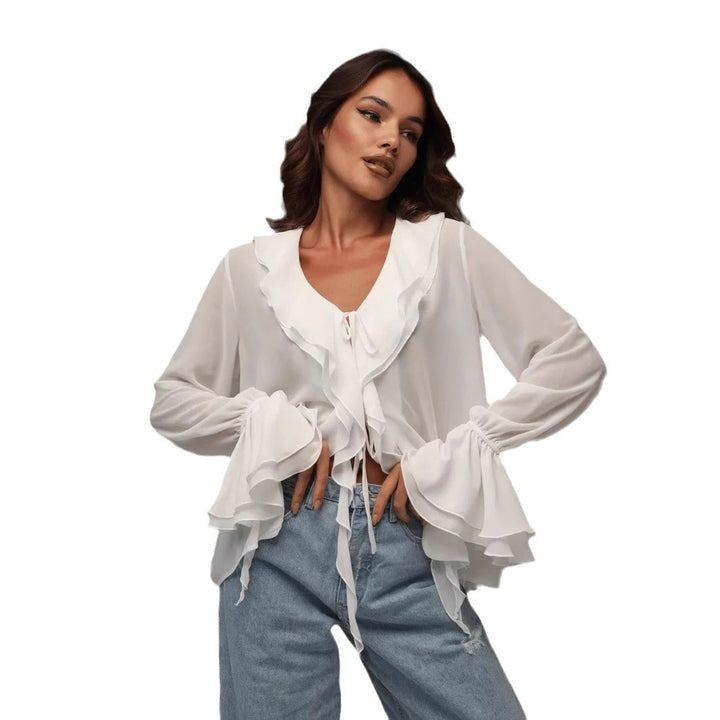 Dame Elegant og luftig bluse med flæseærmer Stilla