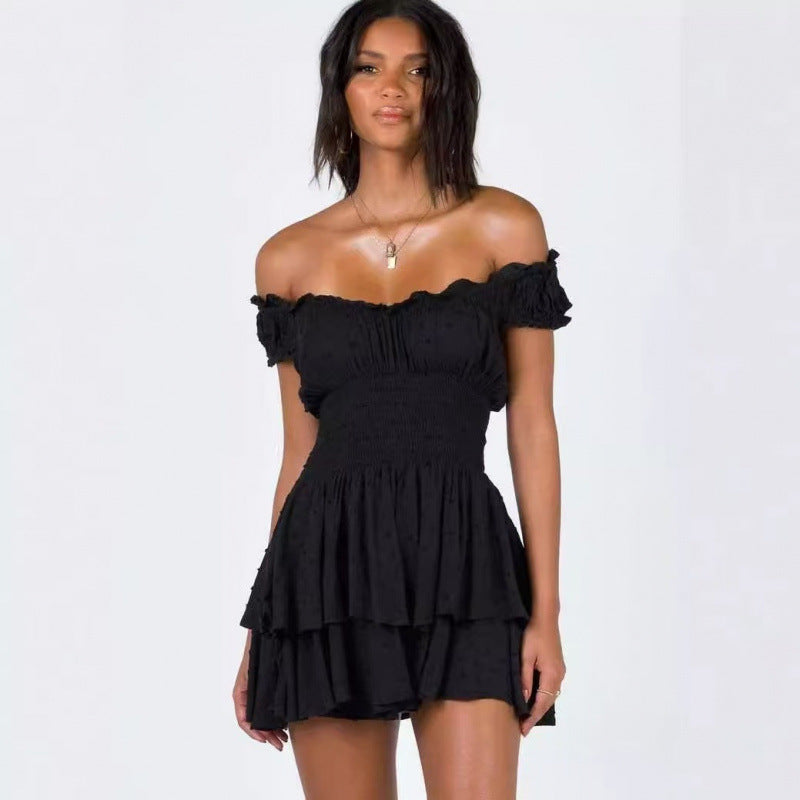 Dame Off-Shoulder Trin Mini Kjole Stilla