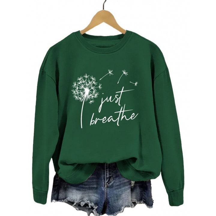 Kvinders sweatshirt med inspirerende mælkebøtte motiv Stilla