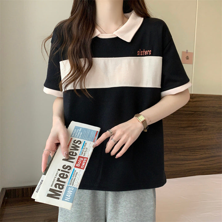 Dame Casual Polo T-shirt med kontraststriber Stilla