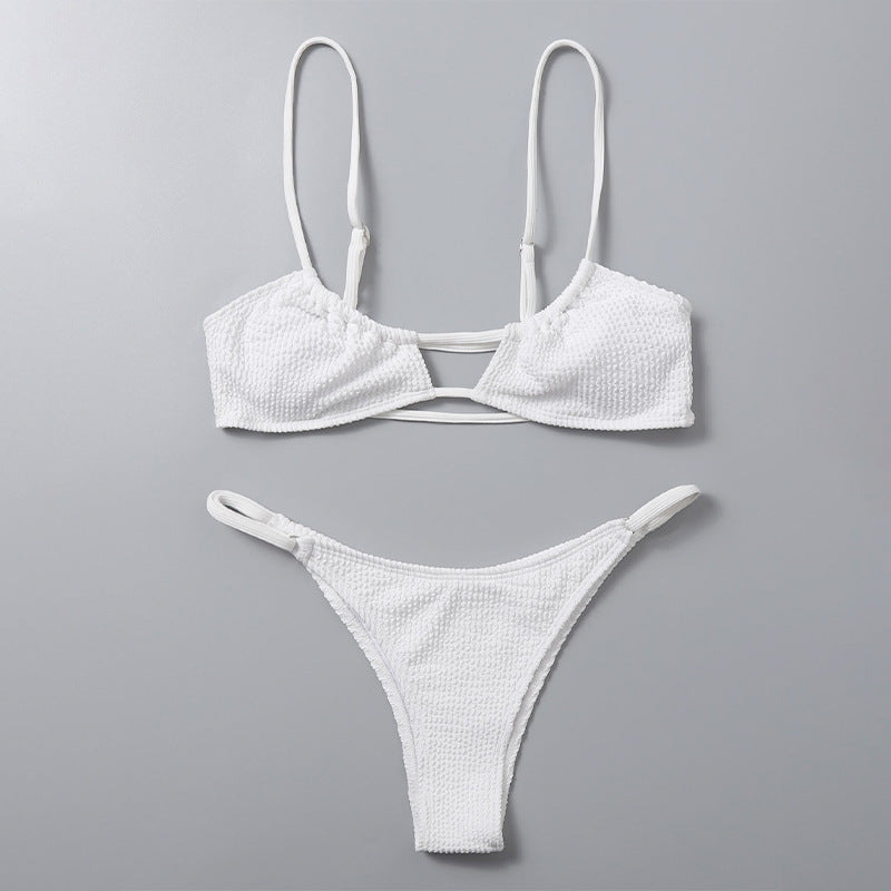 Dame bikinisæt med trendy ribstruktur og justerbare stropper Skovae